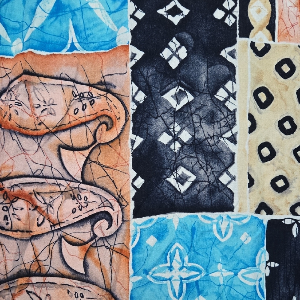 Pineapple Moon 100% Rayon Colorful Patchwork Butt… - image 6